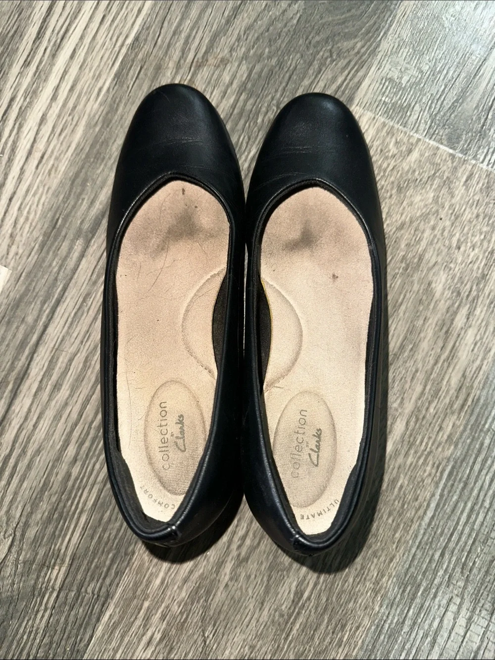 Clarks collection‎ Flores Tulip Wedge Pump Black Leather womens size 8